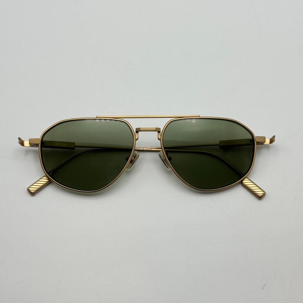 Ermenegildo Zegna Sunglasses EZ0289 35N Light Bronze Frame Green Lens 56mm